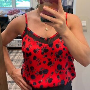 Floral Red and Black Tank Top